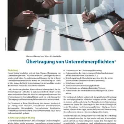 Sonderdruck Pflichtenübertragung